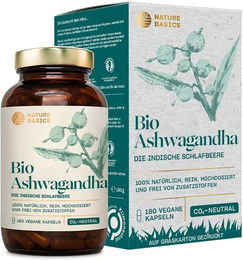 NATURE BASICS Bio Ashwagandha Kapseln Vegan 180 Stück – Bild 1 von 3
