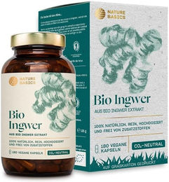NATURE BASICS Bio Ingwer Extrakt Vegan Kapseln 180 Stück – Bild 1 von 3