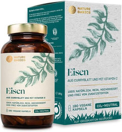 NATURE BASICS Eisen mit Vitamin C Kapseln Vegan 180 Stück – Bild 1 von 2