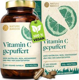 NATURE BASICS Vitamin C 1000 mg Calciumascorbat gepuffert Kapseln vegan – Bild 1 von 3