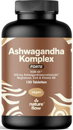 Nature Flow Ashwagandha Forte KSM-66 Tabletten vegan ohne Zusatzstoffe 130 Stück – Bild 1 von 1