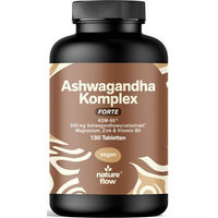 Produktbild von Nature Flow Ashwagandha Forte KSM-66 Tabletten vegan ohne Zusatzstoffe 130 Stück
