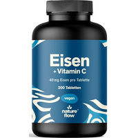 Produktbild von Nature Flow Eisen mit Vitamin C Tabletten vegan und glutenfrei - 200 Stück