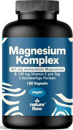 Nature Flow Magnesium Komplex Kapseln vegan ohne Zusatzstoffe 180 Stück 400 mg – Bild 1 von 6