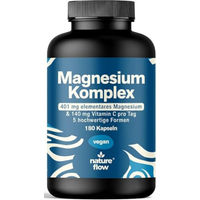 Produktbild von Nature Flow Magnesium Komplex Kapseln vegan ohne Zusatzstoffe 180 Stück 400 mg