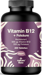 Nature Flow Vitamin B12 Tabletten 400 mg vegan und vegetarisch – Bild 1 von 1