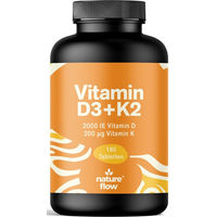 Produktbild von Nature Flow Vitamin D3 K2 Tabletten 2000 IE ohne Zusatzstoffe 120 Stück