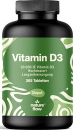Nature Flow Vitamin D3 Tabletten 20000 IE hochdosiert 365 Stück – Bild 1 von 1