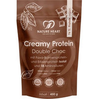 Produktbild von Nature Heart Creamy Protein Double Choc Mehrkomponenten Protein Pulver Schokolade vegan zuckerfrei 450 g