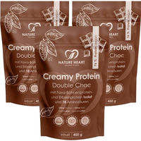 Produktbild von Nature Heart Creamy Protein Double Choc Mehrkomponenten Protein Pulver Schokolade vegan zuckerfrei laktosefrei