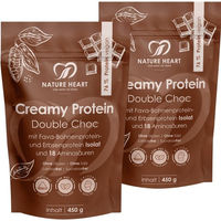 Produktbild von Nature Heart Creamy Protein Double Choc Mehrkomponenten Protein Pulver Schokolade vegan zuckerfrei laktosefrei 900 g