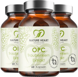 Nature Heart OPC Traubenkern Extrakt Kapseln 200 mg 180 Stück gluten- und laktosefrei – Bild 1 von 1