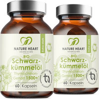 Produktbild von Nature Heart Schwarzkümmelöl Bio Kapseln vegan ohne Zusatzstoffe 120 Stück