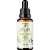 Produktbild von Nature Heart Vitamin D3+K2 Tropfen laktosefrei und glutenfrei für Erwachsene