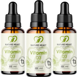 Nature Heart Vitamin D3 Tropfen 1000 I.E. laktosefrei und glutenfrei für Erwachsene 150 ml – Bild 1 von 1