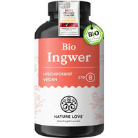 Produktbild von Nature Love Bio Ingwer Kapseln - 270 Stück - hochdosiert und vegan