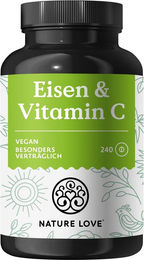 Nature Love Eisen Tabletten mit Vitamin C und Eisen-Bisglycinat vegan 240 Stück – Bild 1 von 2
