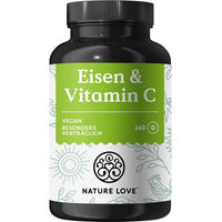 Produktbild von Nature Love Eisen Tabletten mit Vitamin C und Eisen-Bisglycinat vegan 240 Stück