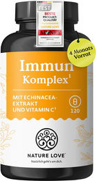 Nature Love Immun Komplex Kapseln mit Echinacea-Extrakt, Vitamin C, Vitamin D, Zink, Selen und Histidin, 120 Stück, ohne Zusatzstoffe – Bild 1 von 5