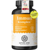 Produktbild von Nature Love Immun Komplex Kapseln mit Echinacea-Extrakt, Vitamin C, Vitamin D, Zink, Selen und Histidin, 120 Stück, ohne Zusatzstoffe