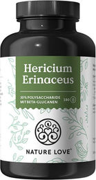 Nature Love Lions Mane Kapseln 180 Stück – Hochdosierter Hericium Erinaceus Extrakt – Vegan, glutenfrei und laktosefrei – Bild 1 von 6