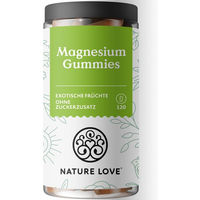 Produktbild von Nature Love Magnesiumcitrat Gummies – 120 Stück – 188 mg Magnesium pro Tagesdosis – Vegan und zuckerfrei für Erwachsene und Sportler