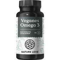 Produktbild von Nature Love Omega 3 vegan hochdosiert mit 1444 mg Algenöl pro Tagesdosis 90 Kapseln