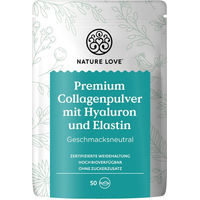 Produktbild von Nature Love Premium Collagen Pulver mit Hyaluronsäure und Elastin Typ I & III ohne Zusatzstoffe 500g