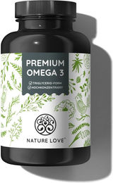 Nature Love Premium Omega 3 Fischöl Kapseln mit 80% EPA und DHA 120 Kapseln – Bild 1 von 4