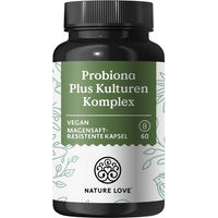Produktbild von Nature Love Probiona PLUS Probiotikum mit 120 Mrd. KBE und 20 Bakterienstämmen sowie Bio Inulin in Kapseln