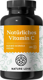 Nature Love Vitamin C aus Bio Acerola und Hagebutte Hochdosiert 180 Kapseln – Bild 1 von 2