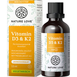 Nature Love Vitamin D3 & K2 Tropfen vegetarisch glutenfrei laktosefrei – Bild 1 von 1