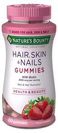 Nature's Bounty Haare Haut und Nägel Gummies Erdbeere für Erwachsene 80 Stück – Bild 1 von 2