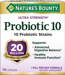 Nature's Bounty Probiotic 10 Kapseln für Erwachsene vegetarisch glutenfrei zuckerfrei laktosefrei 70 Stück – Bild 1 von 2