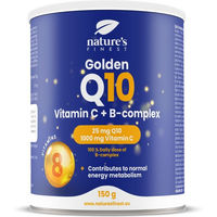 Produktbild von Nature's Finest Golden Q10 mit Ubiquinon und Vitamin C sowie B-Komplex Pulver zuckerfrei