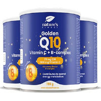Produktbild von Nature's Finest Golden Q10 mit Ubiquinon und Vitamin C sowie B-Komplex Pulver zuckerfrei