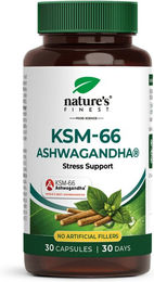 nature’s Finest KSM-66 Ashwagandha Kapseln, 300 mg Extrakt mit 5 % Withanoliden, vegan und ohne Zusatzstoffe, 60 Kapseln – Bild 1 von 1