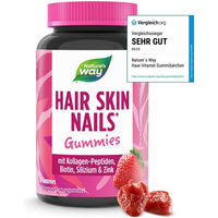 Produktbild von Nature's Way Hair Skin Nails Gummies Beauty-Kollagen-Kombi mit Biotin, Zink, Kollagen und Silizium Erdbeer-Geschmack glutenfrei und laktosefrei ohne Gelatine 60 Stück
