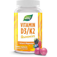 Produktbild von Nature's Way Vitamin D3 K2 Gummis für Kinder und Erwachsene Wild Berry Geschmack vegetarisch laktosefrei glutenfrei ohne Gelatine 60 Stück