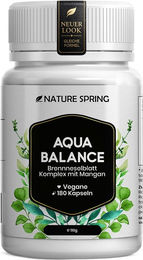 Nature spring Aqua Balance Plus Kapseln Kräuter-Komplex mit Brennnessel, Rotem Weinlaub, Rosskastanie, Magnesium und Mangan vegan 180 Kapseln – Bild 1 von 4