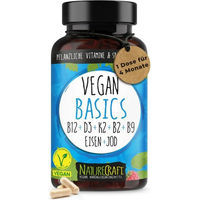 Produktbild von NatureCraft Vegan Basics Kapseln für Erwachsene vegan und glutenfrei ohne Zusatzstoffe 120 Stück