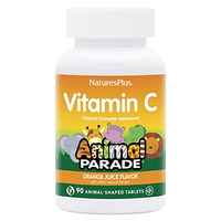 Produktbild von Natures Plus Animal Parade Vitamin C 125 mg Ascorbinsäure Lutschtabletten Orange für Kinder Vegan Vegetarisch Glutenfrei 90 Stück