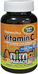 Natures Plus Animal Parade Vitamin C Ascorbinsäure Lutschtabletten für Kinder und Heranwachsende zuckerfrei vegan 90 Stück – Bild 1 von 3