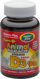 Natures Plus Animal Parade Vitamin D3 Lutschtabletten zuckerfrei für Kinder 500 IU 90 Stück – Bild 1 von 6