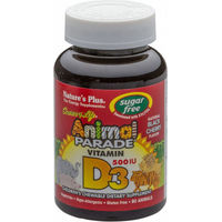 Produktbild von Natures Plus Animal Parade Vitamin D3 Lutschtabletten zuckerfrei für Kinder 500 IU 90 Stück