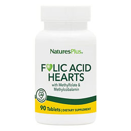 Natures Plus Folic Acid Hearts Folsäure Tabletten vegetarisch und glutenfrei für Frauen, Schwangere und Stillende, 90 Stück – Bild 1 von 5