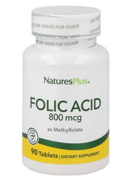 Natures Plus Folsäure 800 mcg Tabletten vegan glutenfrei zuckerfrei 90 Stück – Bild 1 von 1