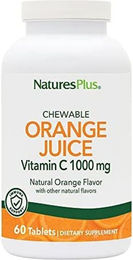 Natures Plus Vitamin C Lutschtabletten mit Ascorbinsäure Orange Juice 1000 mg 60 Stück vegan vegetarisch glutenfrei – Bild 1 von 2