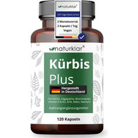 Produktbild von Naturklar Kürbis Plus Kräuter-Komplex Kapseln vegan ohne Zusatzstoffe 120 Stück
