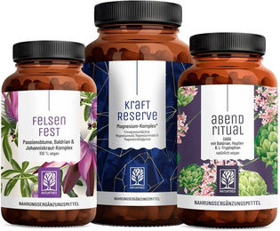 NATURTREU® Abendruhe Paket mit FELSENFEST, KRAFTRESERVE und ABENDRITUAL vegan und ohne Zusatzstoffe – Bild 1 von 1
